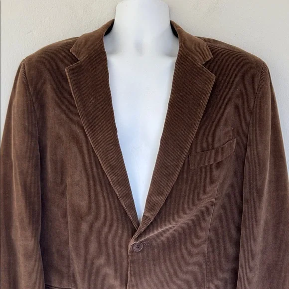 Saddlebred men’s dark brown corduroy double button blazer jacket size 44R
